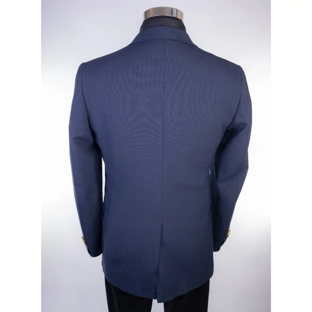 VTG Gant Blazer Sport Coat Sz 38R Navy Blue Gold 2-Buttons Jacket